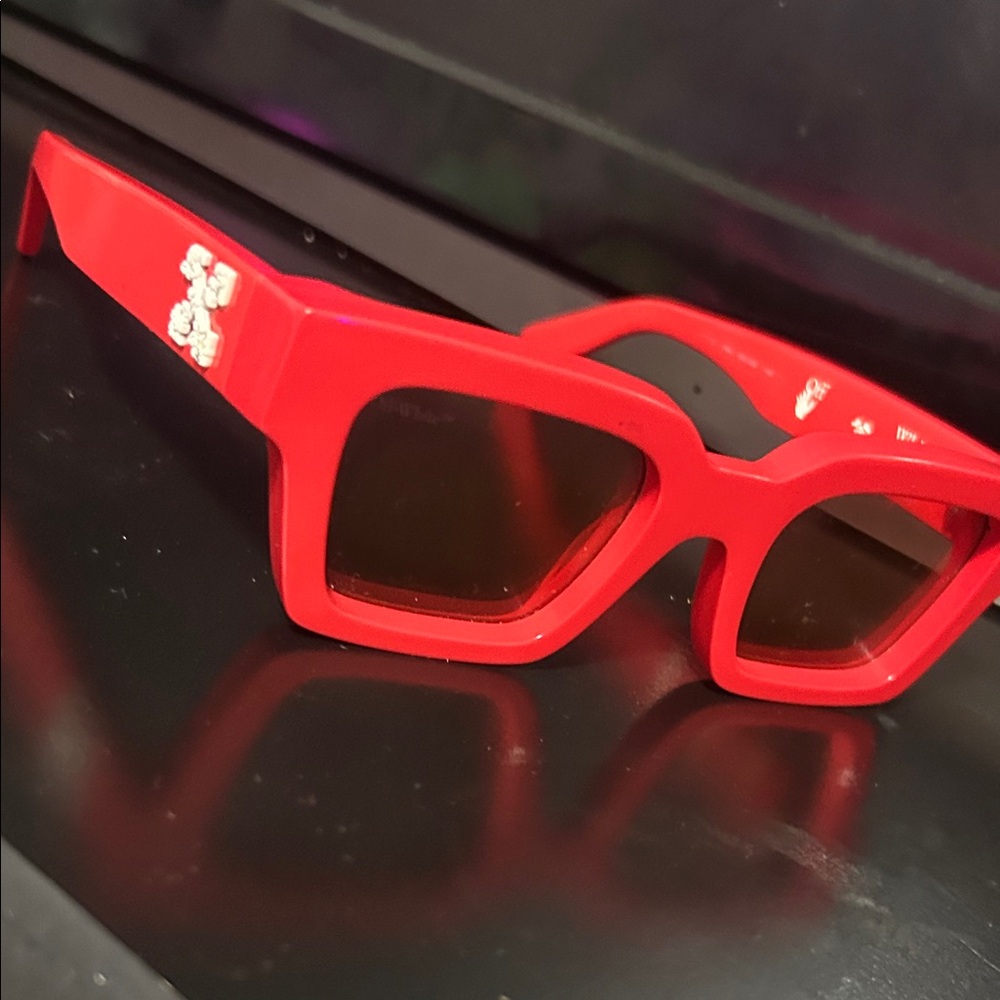 Off-White Red Sunglasses with Logo